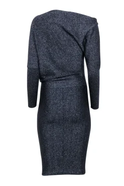 Reiss - Black Sparkly Dress w/ Asymmetric Neckline Sz XS