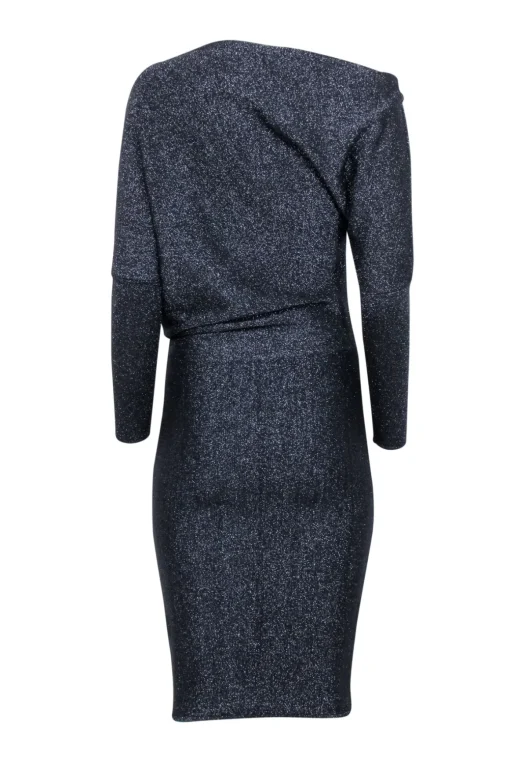 Reiss - Black Sparkly Dress w/ Asymmetric Neckline Sz XS
