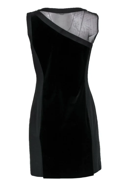 Reiss - Black Velvet Sheath Dress w/ Mesh Sz 6
