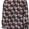 Reiss - Dark Gray & Pink Floral Collared Blouse Sz 6