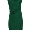 Reiss - Green Boat Neck Ruched Cocktail Dress Sz 8