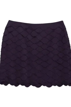 Reiss - Plum Tiered Scallop Miniskirt Sz 10