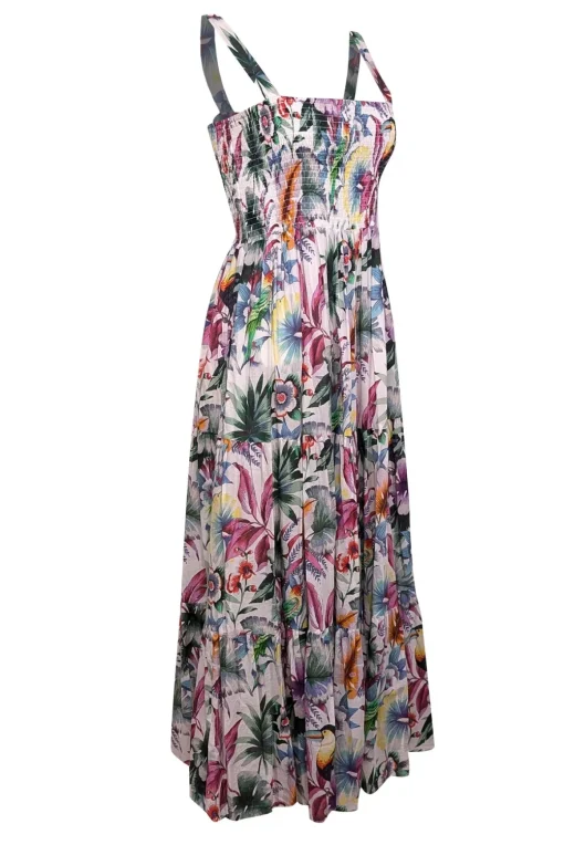 Robert Graham - White & Multi Color Tropical Floral Sleeveless Maxi Dress Sz S