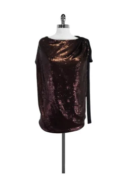 Robert Rodriguez - Bronze & Black Sequin Blouse Sz 6