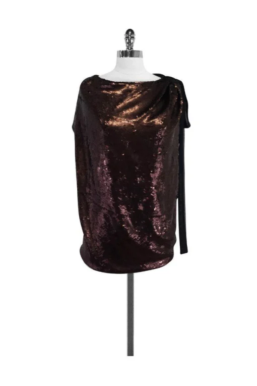 Robert Rodriguez - Bronze & Black Sequin Blouse Sz 6