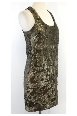 Robert Rodriguez - Gold Sequin Sleeveless Dress Sz 2