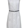Robert Rodriguez - White Sheath Dress w/ Lattice Mesh Accents Sz 2
