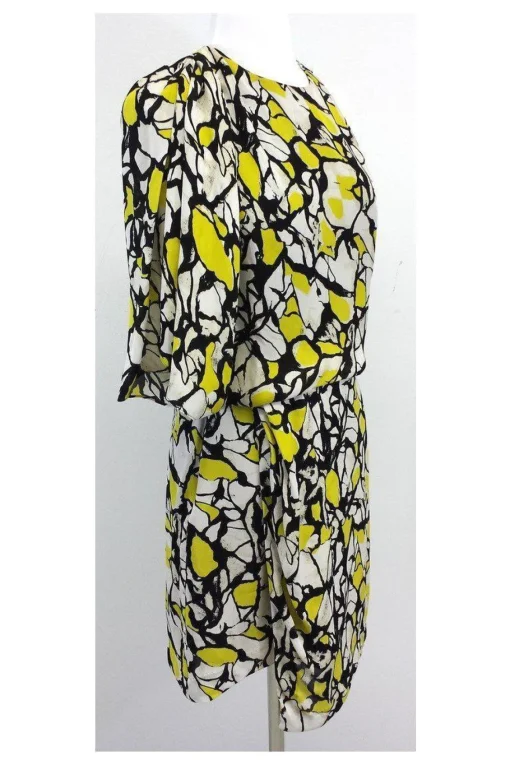 Robert Rodriguez - Yellow Tone Asymmetrical Silk Dress Sz 6