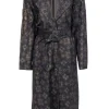 Roberto Cavalli - Vintage Purple & Gold Patterned Suede Trench Coat Sz S