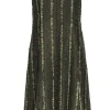 Robin Jordan - Olive Green Strapless Dress w/ Metallic Ruffles Sz 2