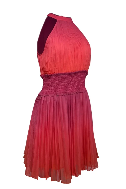 Rococo Sand - Pink & Orange Ombre Pleated Mini Dress Sz M
