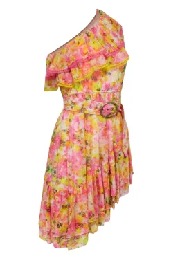 Rococo Sand - Yellow Floral One Shoulder Dress Sz XS