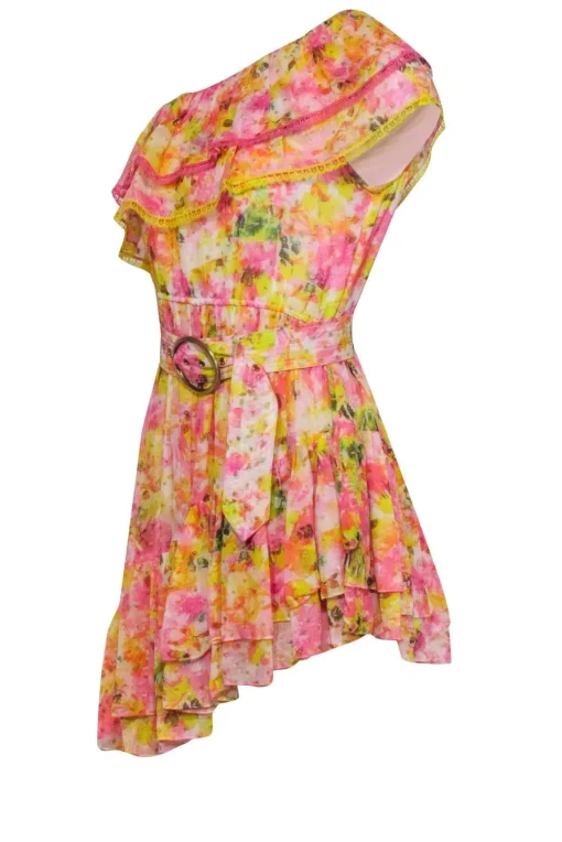 Rococo Sand - Yellow Floral One Shoulder Dress Sz XS