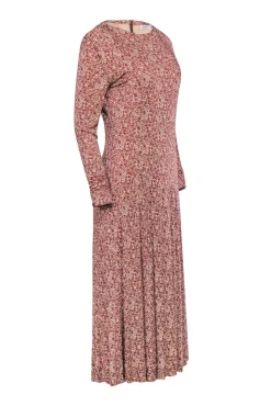 Rodebjer - Brown & Cream Print Long Sleeve Maxi Dress Sz M