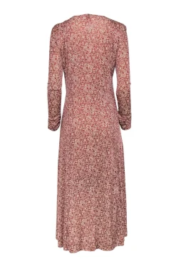 Rodebjer - Brown & Cream Print Long Sleeve Maxi Dress Sz M