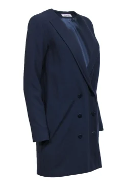 Rodebjer - Navy Blazer Dress w/ Double Breasted Buttons & Deep V-Neckline Sz XS