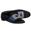 Roger Vivier - Black & Navy Satin Loafers w/ Rhinestone Buckle Design Sz 12