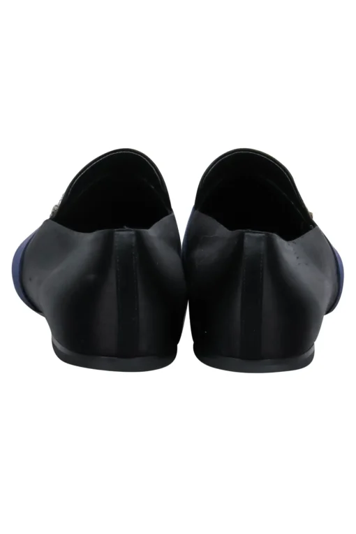 Roger Vivier - Black & Navy Satin Loafers w/ Rhinestone Buckle Design Sz 12