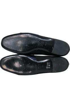 Roger Vivier - Black & Navy Satin Loafers w/ Rhinestone Buckle Design Sz 12