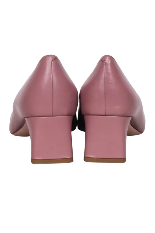 Roger Vivier - Mauve Leather Chunky Heel Pumps w/ Large Buckle Sz 12