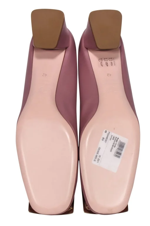 Roger Vivier - Mauve Leather Chunky Heel Pumps w/ Large Buckle Sz 12