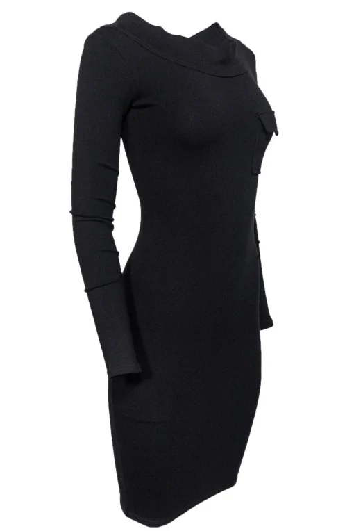Roland Mouret - Black Off-The-Shoulder Bodycon Dress Sz 6
