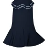 Ronny Kobo - Black Ruffled Waist Knit Skirt w/ Pleated Hem Sz XS