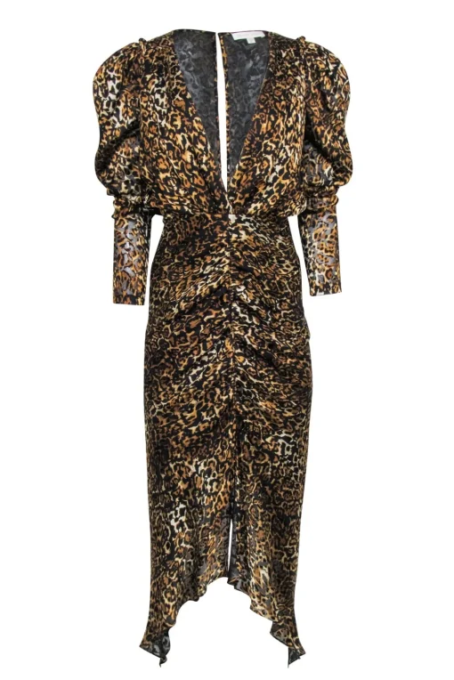 Ronny Kobo - Tan & Black Burnout Leopard Print "Astrid" Dress Sz S