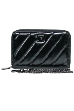 Royln - Black Patent Leather Crossbody Wallet w/ Removable Strap
