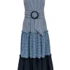 Sachin & Babi - Navy & White Gingham Sleeveless Maxi Dress Sz 8
