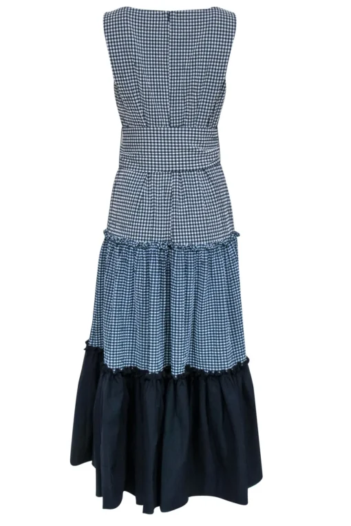 Sachin & Babi - Navy & White Gingham Sleeveless Maxi Dress Sz 8