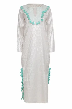 Sail to Sable - Champagne Medallion Print Maxi Dress w/ Blue Tassels Sz XS