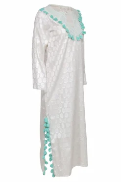 Sail to Sable - Champagne Medallion Print Maxi Dress w/ Blue Tassels Sz XS