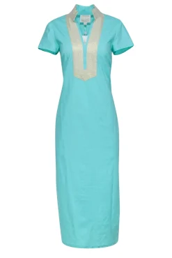 Sail to Sable - Mint Green w/ Gold Trim Short Sleeve Dress Sz S