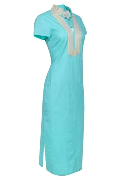 Sail to Sable - Mint Green w/ Gold Trim Short Sleeve Dress Sz S
