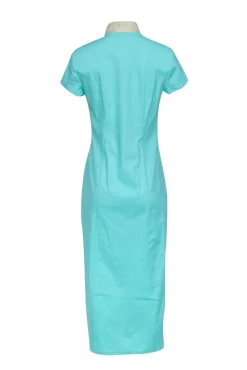 Sail to Sable - Mint Green w/ Gold Trim Short Sleeve Dress Sz S