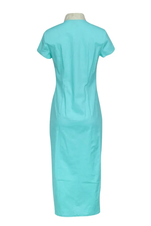 Sail to Sable - Mint Green w/ Gold Trim Short Sleeve Dress Sz S
