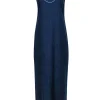 Sail to Sable - Navy & Gold Sleeveless Maxi Dress w/ Light Blue Trim Sz S