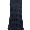 Sail to Sable - Navy Eyelet Lace Sleeveless Dress w/ Pleated Trim Sz 0