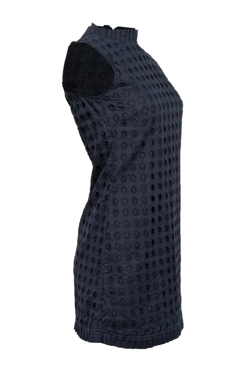 Sail to Sable - Navy Eyelet Lace Sleeveless Dress w/ Pleated Trim Sz 0