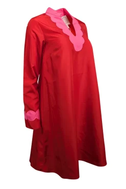 Sail to Sable - Red Tunic Dress w/ Pink Scallop Trim Sz XS