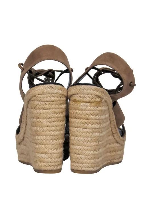 Saint Laurent - Beige Suede Platform Woven Wedges Sz 9.5