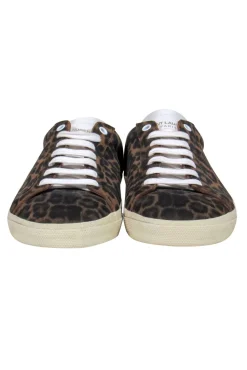 Saint Laurent - Brown Leopard Print Lace-Up Sneakers Sz 11