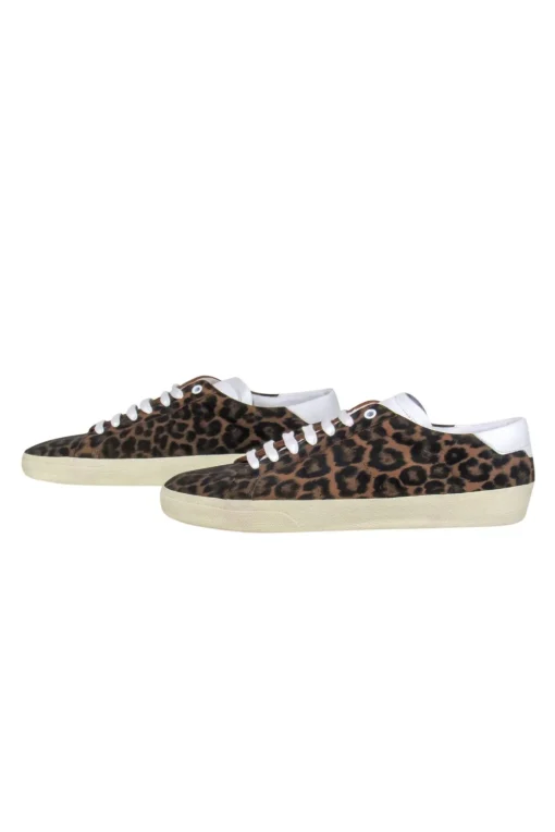 Saint Laurent - Brown Leopard Print Lace-Up Sneakers Sz 11