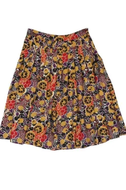 Saks Fifth Avenue - Multicolor Print Silk Pleated Midi Skirt Sz 2