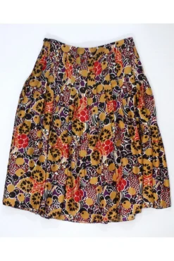 Saks Fifth Avenue - Multicolor Print Silk Pleated Midi Skirt Sz 2