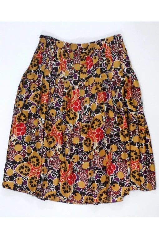 Saks Fifth Avenue - Multicolor Print Silk Pleated Midi Skirt Sz 2