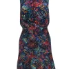 Saloni - Multicolor Printed Mock Neck Silk Open Back Dress Sz 0