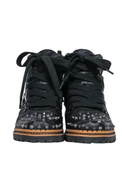 Sam Edelman - Black Lace-Up Puffer Booties w/ Spikes Sz 6