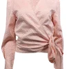 Samsoe Samsoe - Rose Pink Floral Jacquard Wrap Blouse Sz L